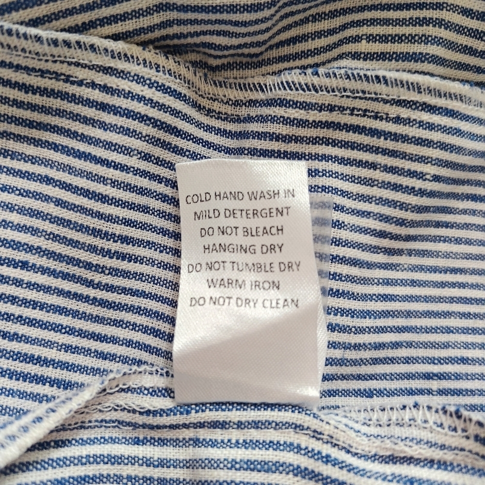 Náti Pinstripe Blue And White Seersucker 100% Linen Shorts Size Small - Picture 13 of 14